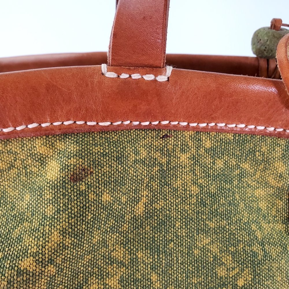 Henry Cuir Beguelin Canvas Patch Multi Color Leather Trim Tote Bag - Picture 10 of 13